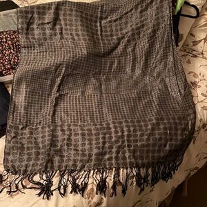 Black and Silver Scarf with Fringe